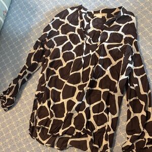 Michael Kors Brown and Cream Tunic Sz L